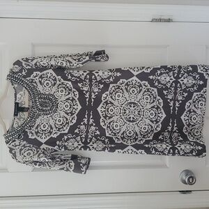 INC International Concepts Gray Bohemian Dress Size S P Gemstones Beaded Yoke